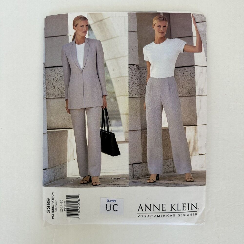 ANNE KLEIN VOGUE 2389 LADIES SUIT PATTERN 12-16 UNCUT